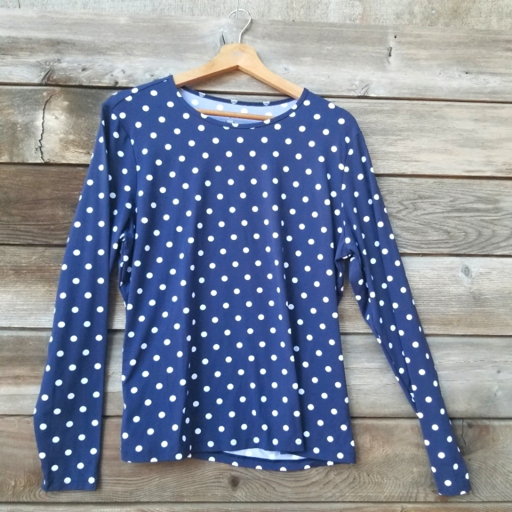 NWOT Land's End Large Long Sleeve Women's Shirt Polka Dot